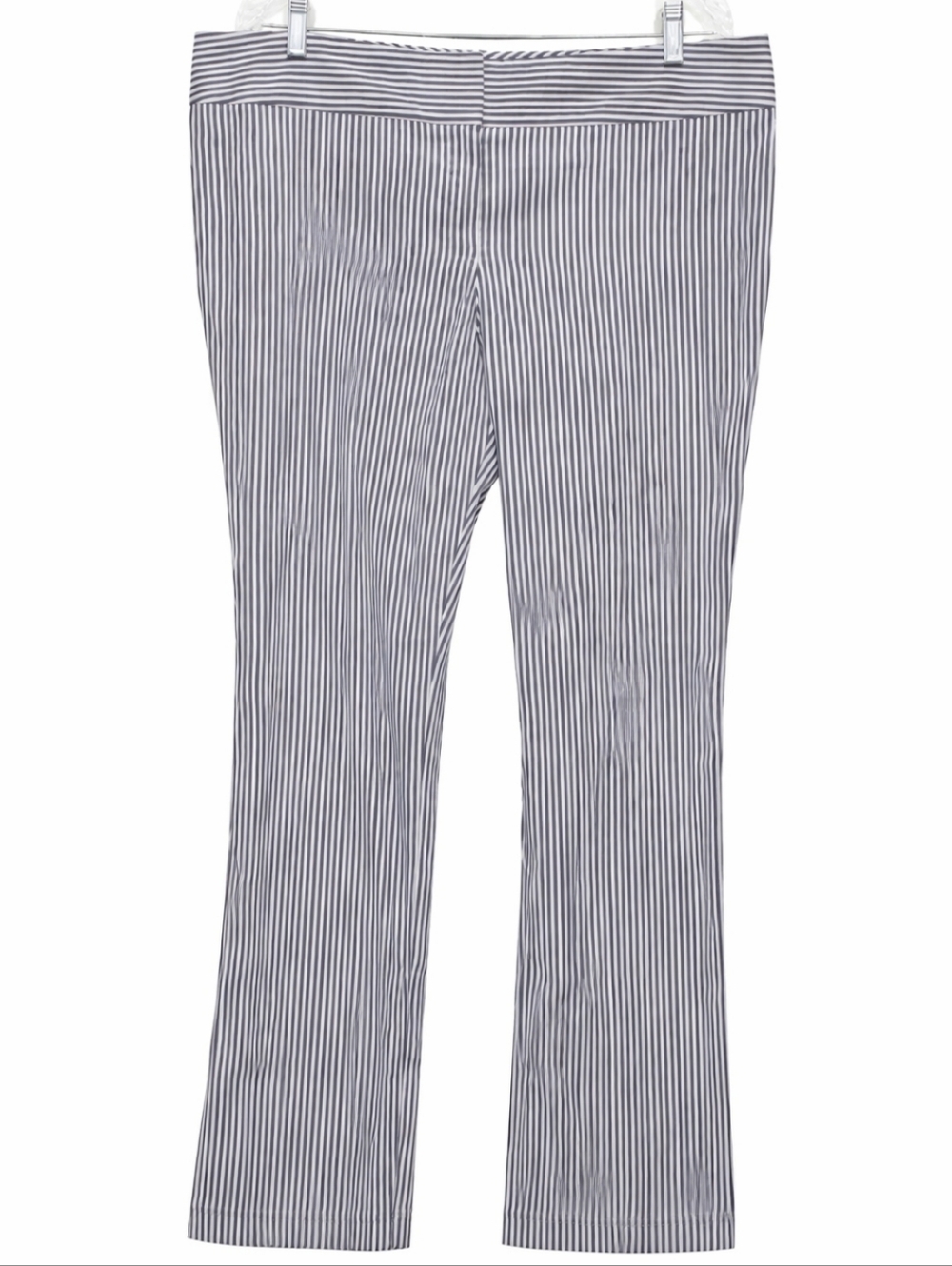 Nine West Pinstripe Stretch Ankle Pants Women’s 14 White & Navy Work Casual